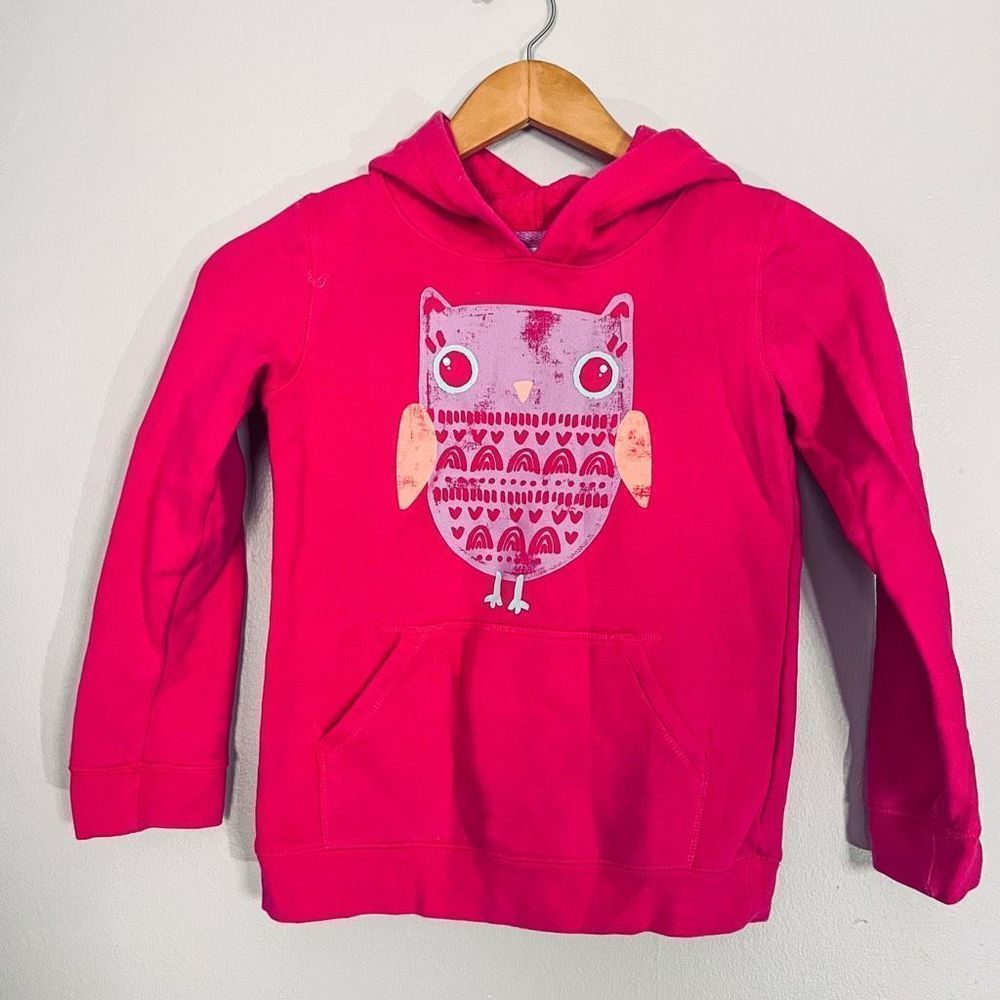 Cat & Jack Girls Owl Hooded Sweatshirt Size M(7/8) Pink